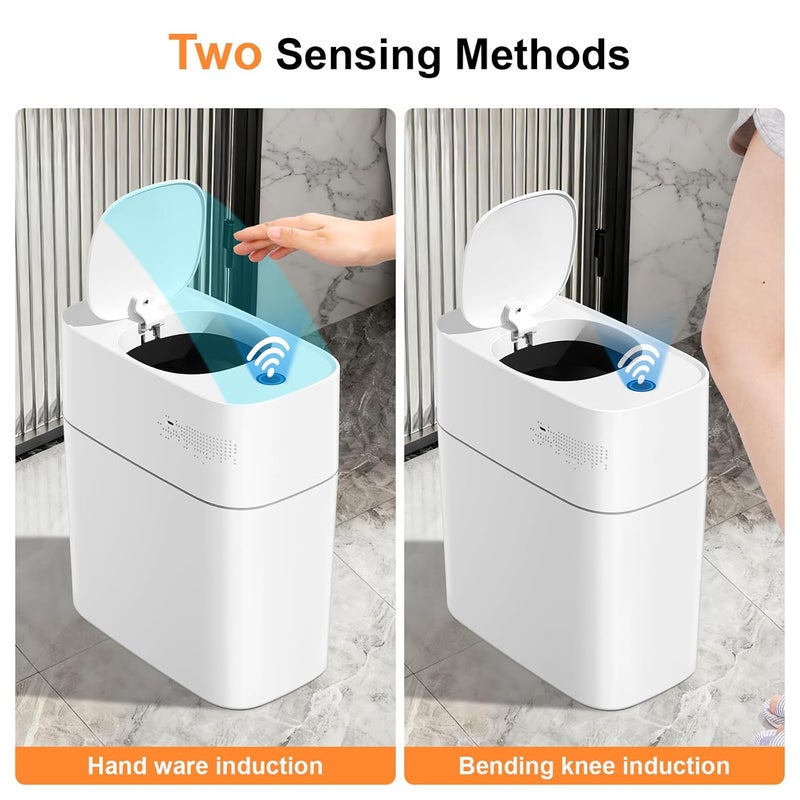 MOPALL Automatic Motion Sensor Bathroom Trash Can with Lid, 3 Gal Touchless Trash Can Auto-Adsorption Garbage Can, Slim Smart Trash Bin Waterproof Waste Basket for Bedroom, Kitchen, Office, Toilet, RV - Image 5